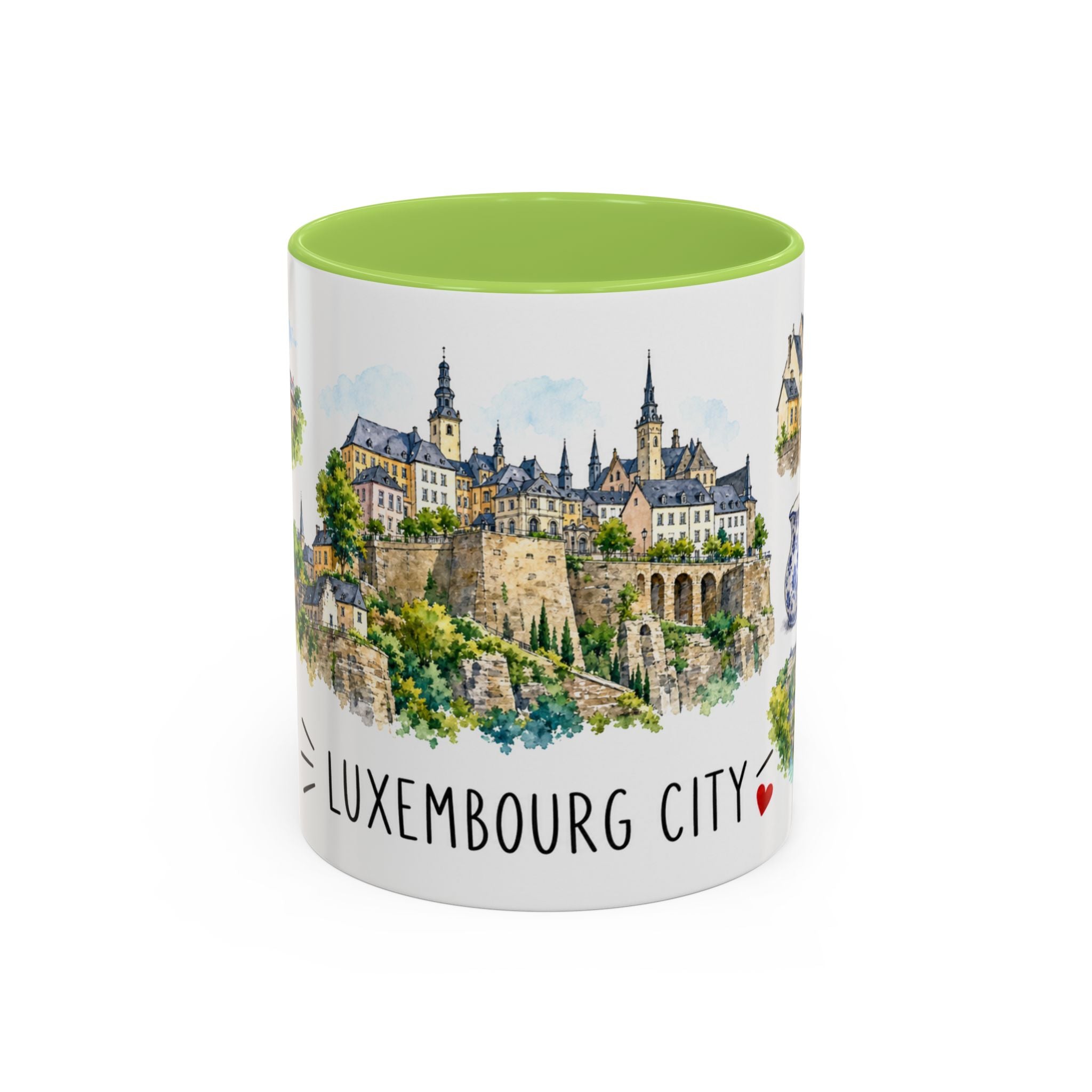 Luxembourg City Illustrated Travel Mug | City Souvenir Accent Coffee Mug | 11oz 15oz Ceramic Cup