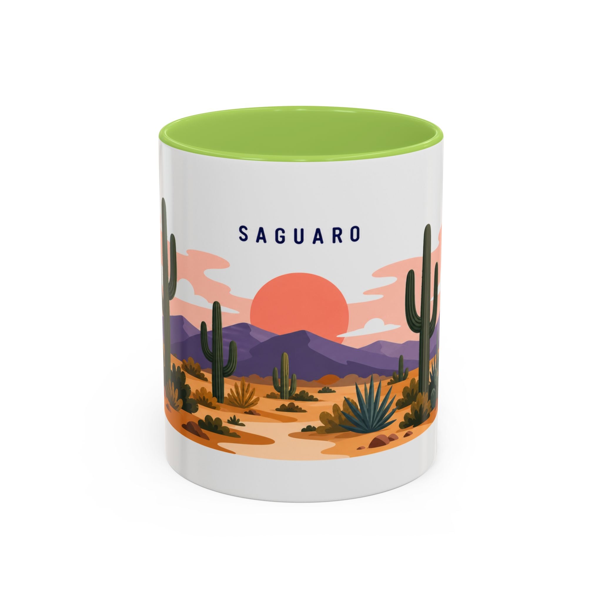 Saguaro National Park Coffee Mug | Solid Color Block Park Souvenir | 11oz 15oz Accent Mug