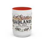 Badlands National Park Coffee Mug | South Dakota Prairie Fossil Hiking Gift | Accent Color Ceramic 11oz 15oz