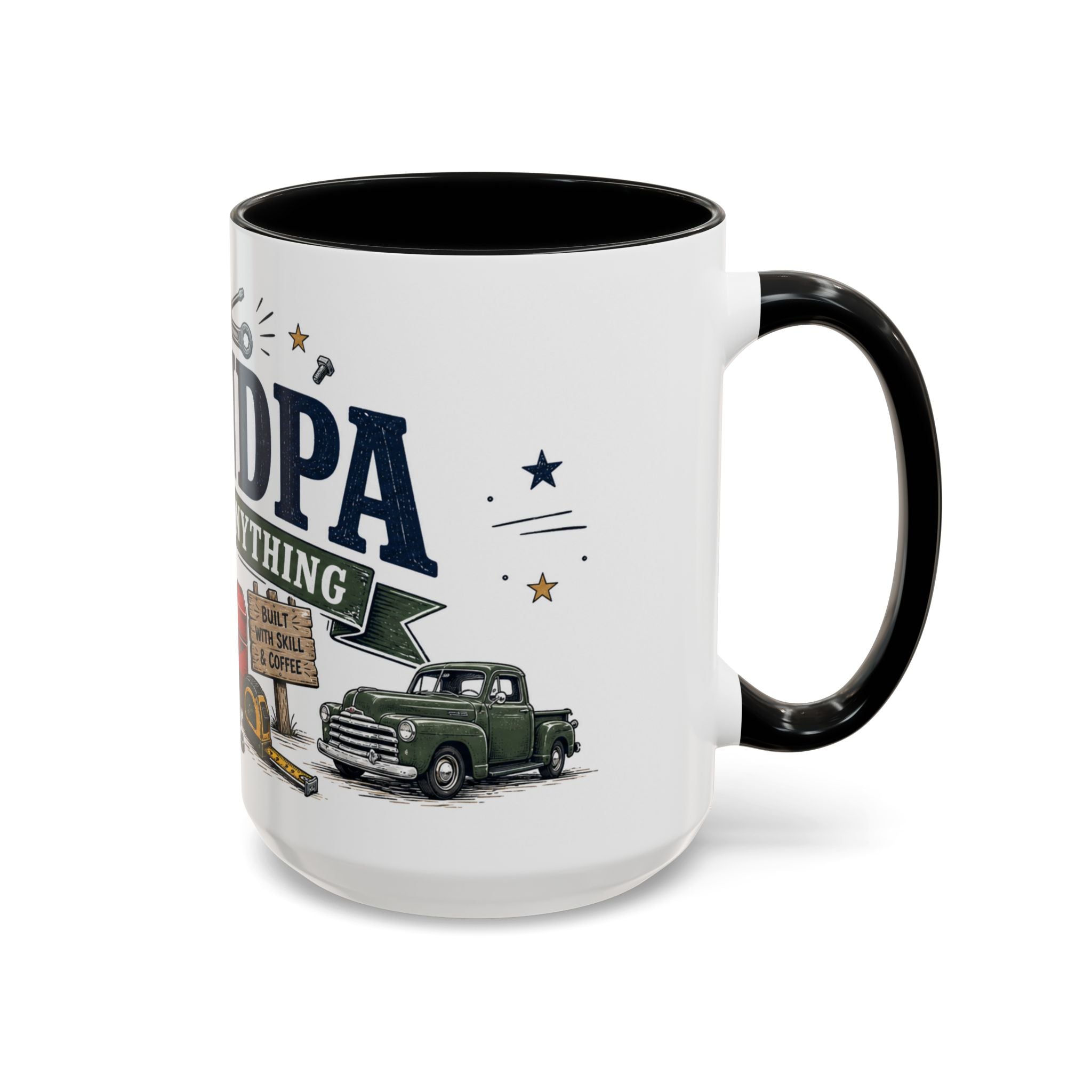 Grandpa Can Fix Anything Coffee Mug | Funny Gift From Grandkids | Accent Ceramic 11oz 15oz