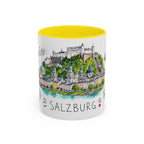 Salzburg Illustrated Travel Mug | City Souvenir Accent Coffee Mug | 11oz 15oz Ceramic Cup