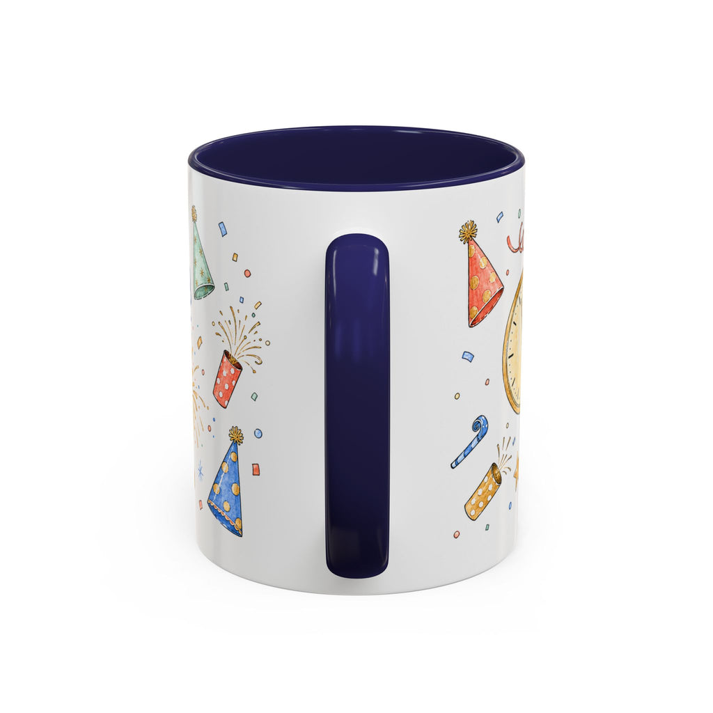 New Year Mug | Midnight Clock Toast Watercolor Celebration Gift | Accent Cup 11oz 15oz