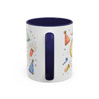 New Year Mug | Midnight Clock Toast Watercolor Celebration Gift | Accent Cup 11oz 15oz