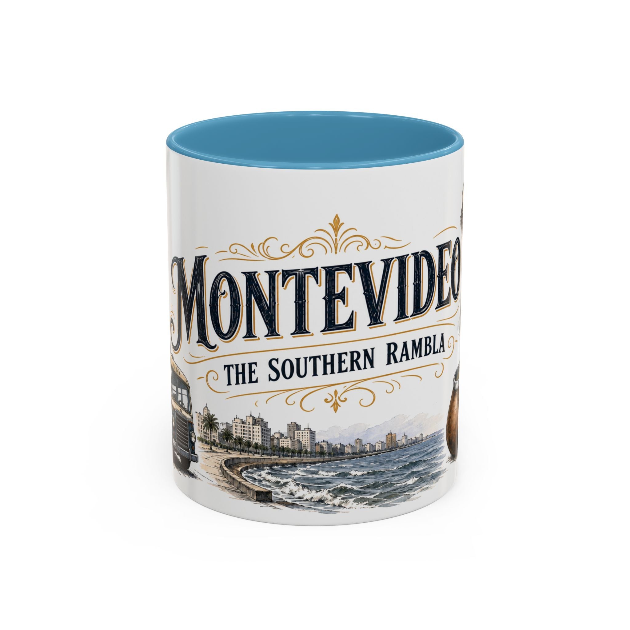 Montevideo Coffee Mug | Uruguay Travel Souvenir | Vintage Illustrated City Gift | 11 oz 15 oz Accent Mug