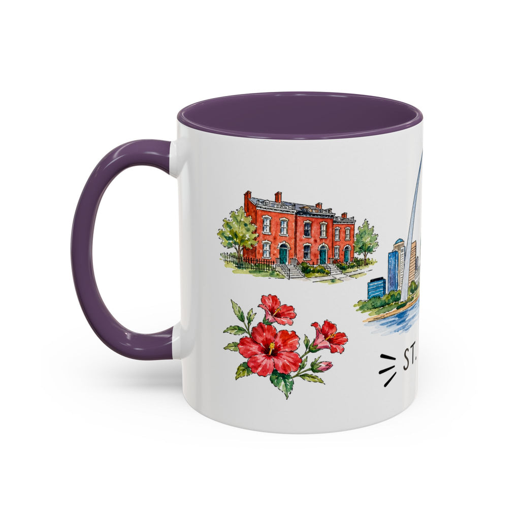 St. Louis Illustrated Travel Mug | City Souvenir Accent Coffee Mug | 11oz 15oz Ceramic Cup