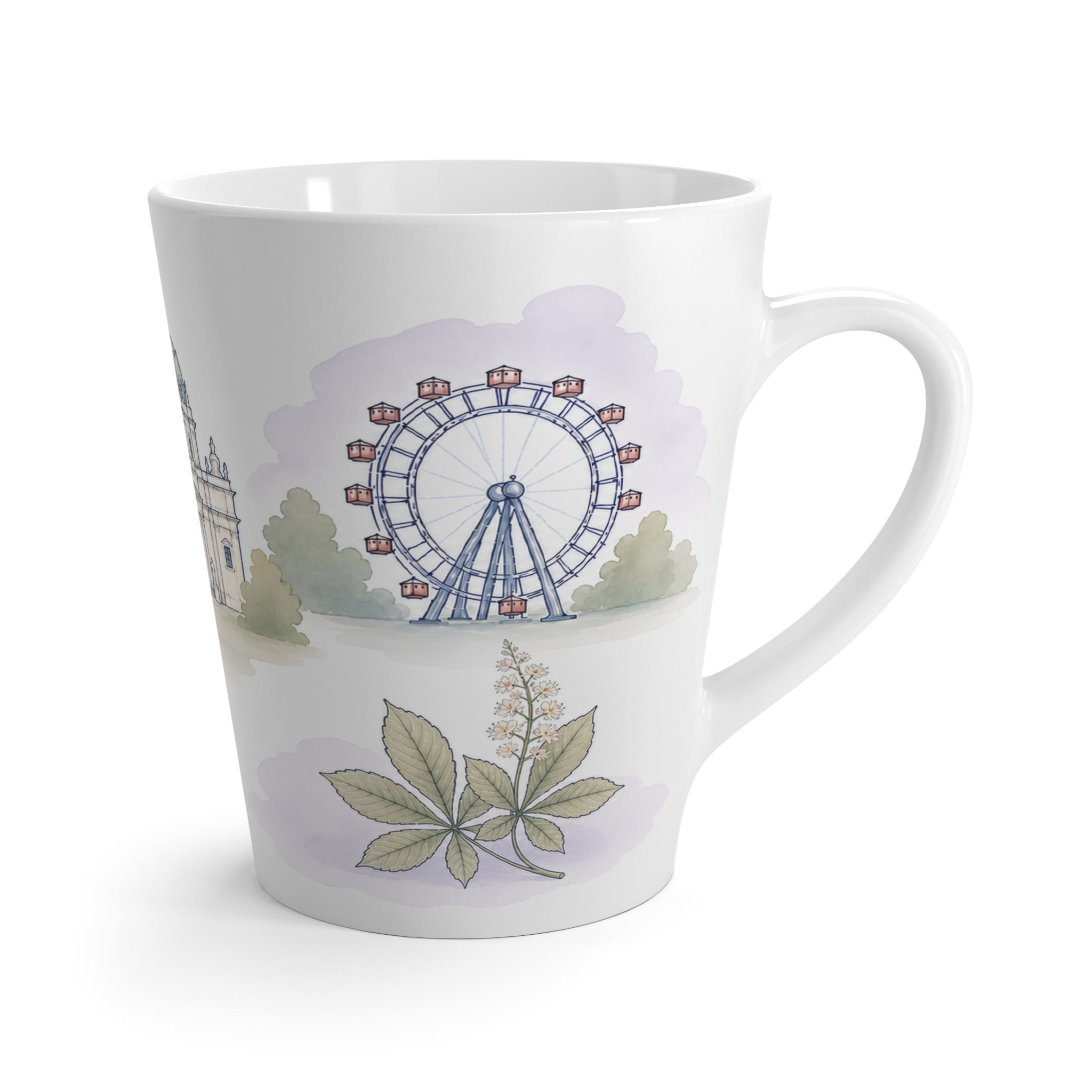 Vienna Latte Mug | Watercolor City Travel Mug | 12 oz Ceramic Souvenir Gift