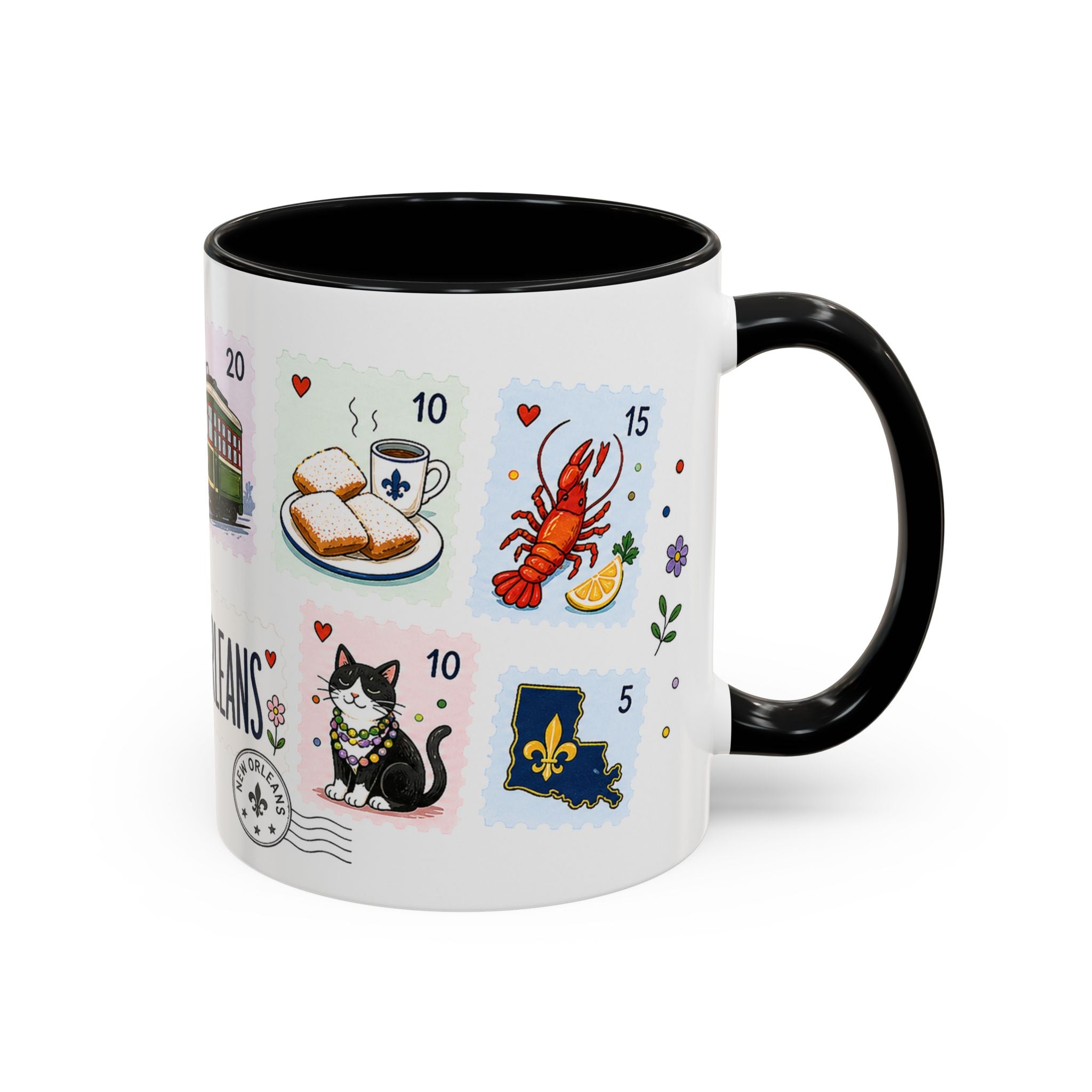 New Orleans Coffee Mug | Postage Stamp Collage Mug | Travel Souvenir Accent Cup 11oz 15oz