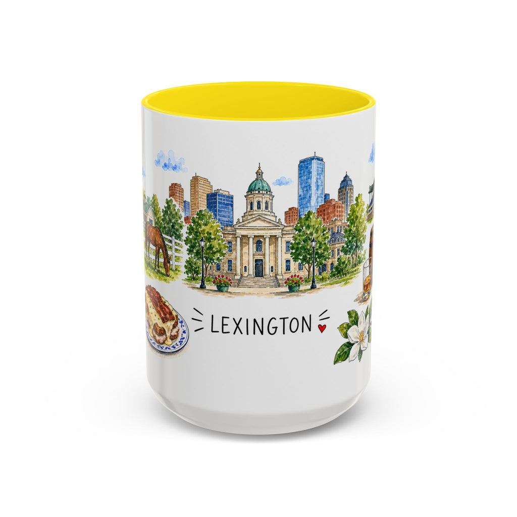 Lexington Illustrated Travel Mug | City Souvenir Accent Coffee Mug | 11oz 15oz Ceramic Cup