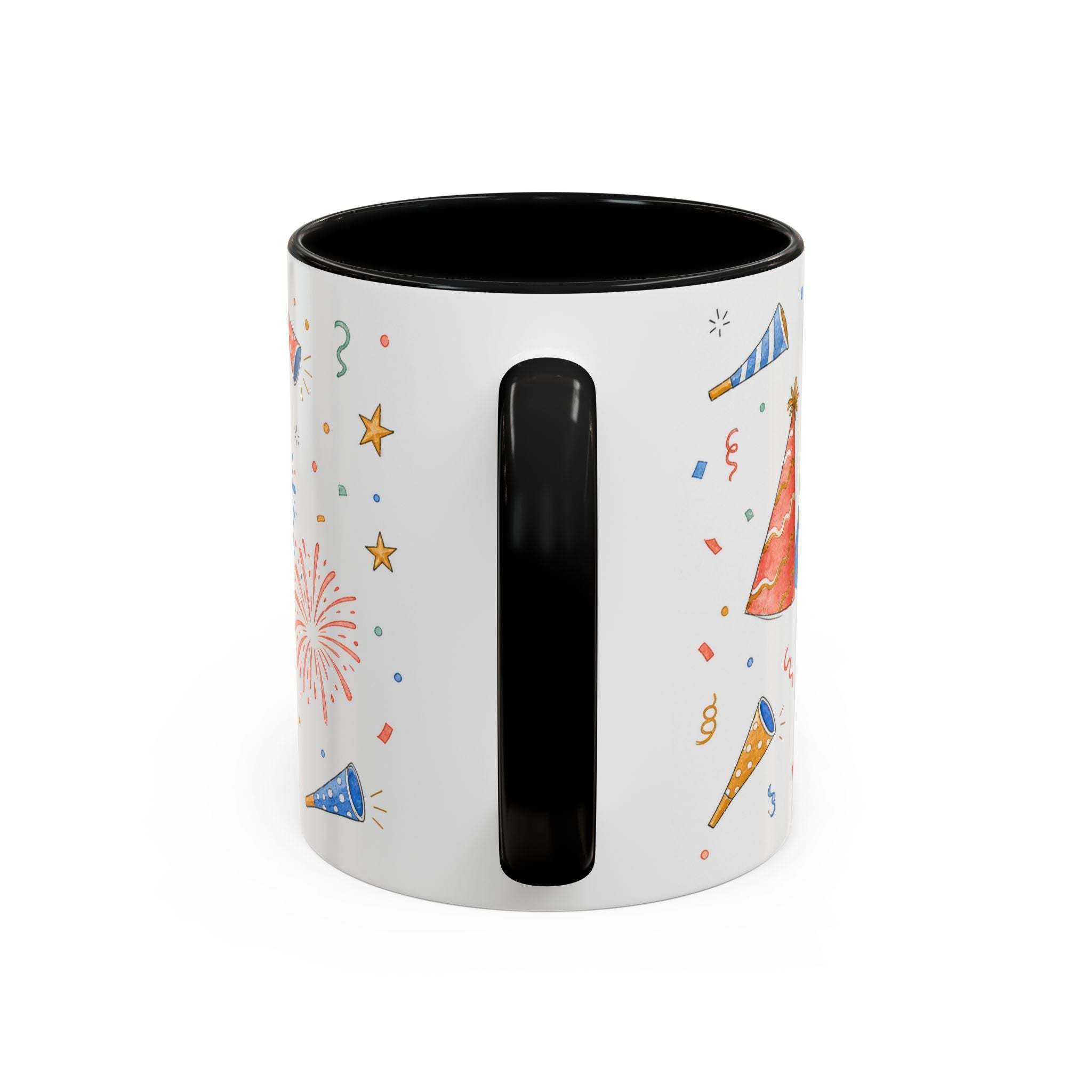 New Year Confetti Mug | Party Popper Watercolor Celebration Gift | Accent Cup 11oz 15oz