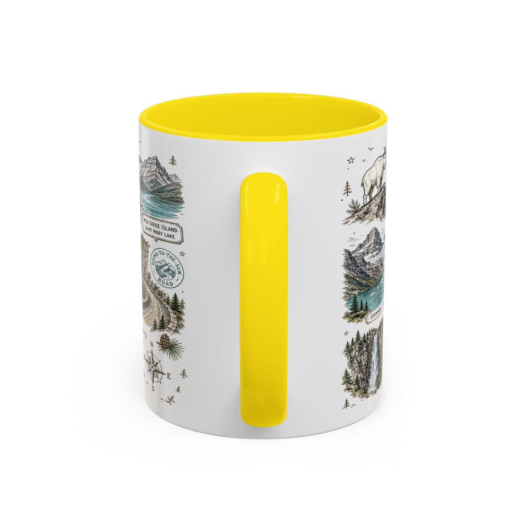Glacier Coffee Mug | National Park Hiking Montana Gift | Accent Color Ceramic 11oz 15oz