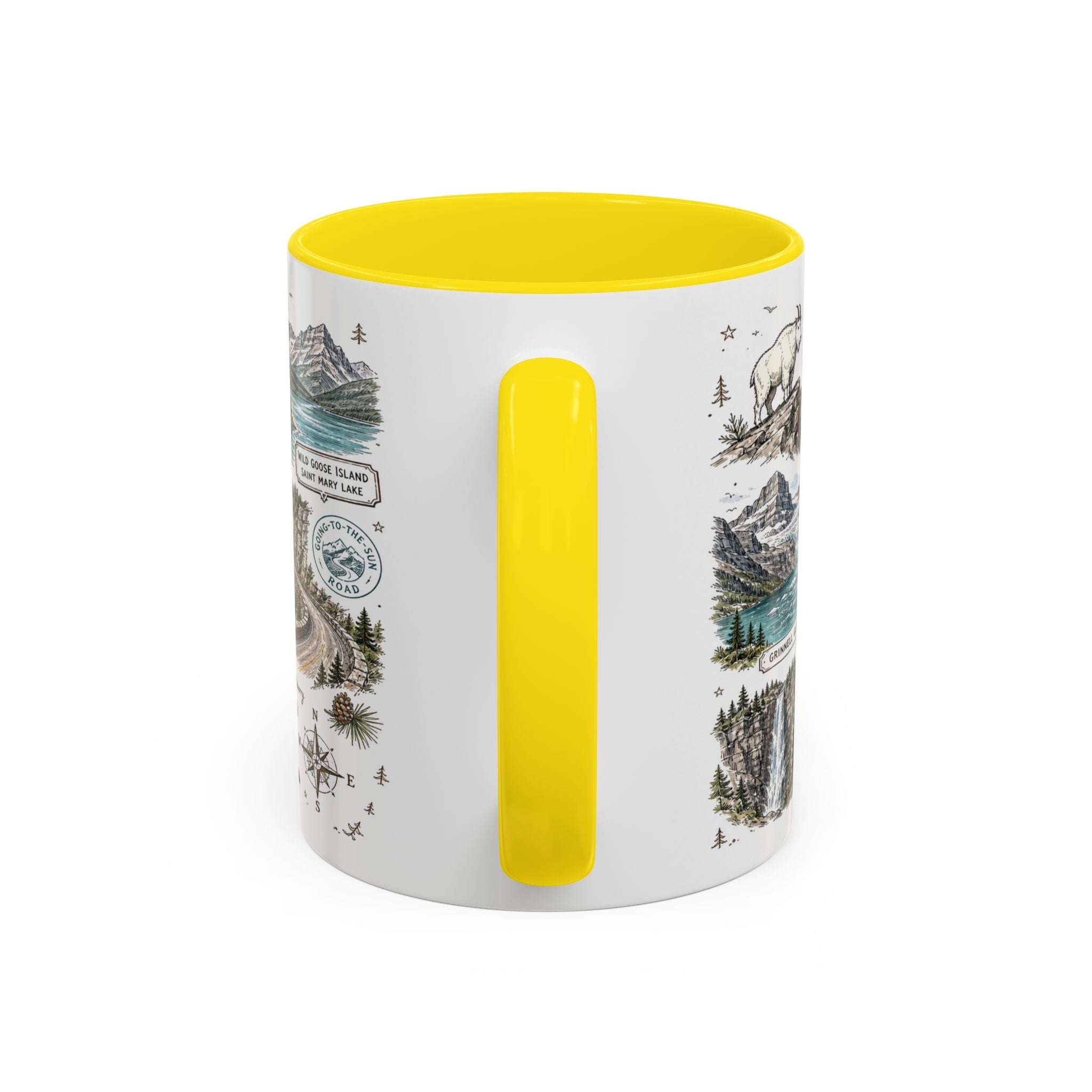 Glacier Coffee Mug | National Park Hiking Montana Gift | Accent Color Ceramic 11oz 15oz