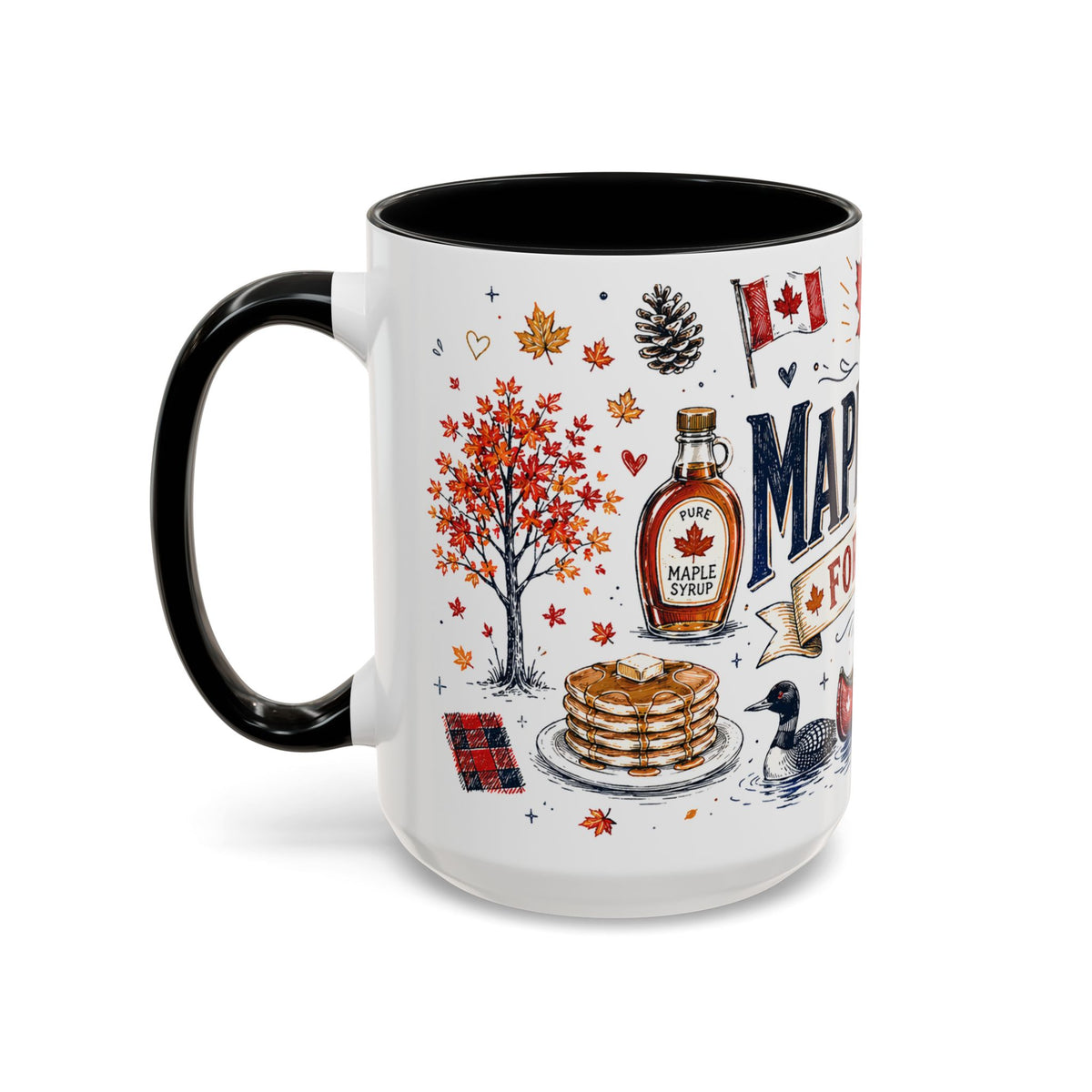 Maple Leaf Forever Coffee Mug | Canadian Pride Gift | Accent Color Ceramic 11oz 15oz