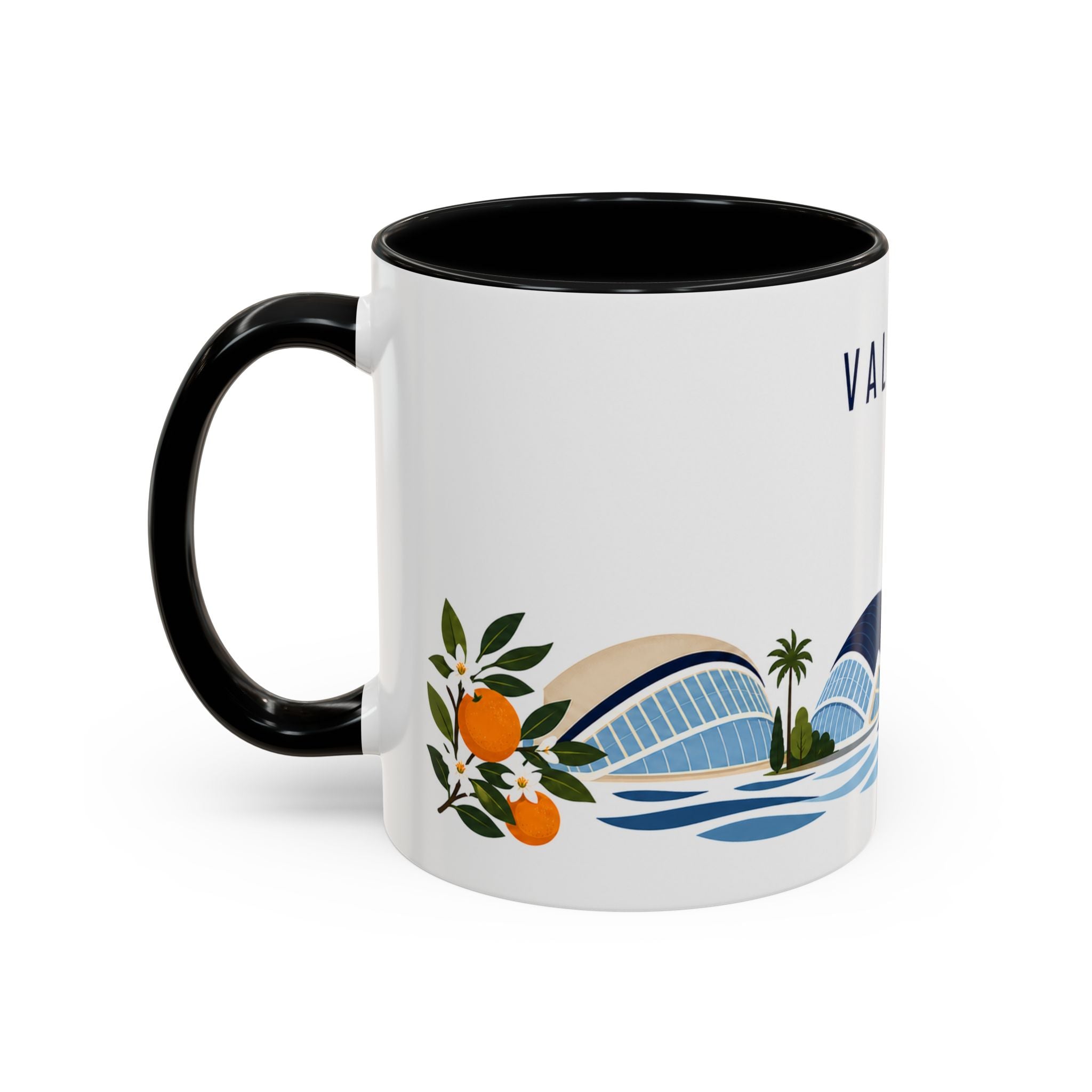 Valencia Coffee Mug | Spain Travel Souvenir | Porcelain Decal City Gift | 11oz 15oz Accent Mug