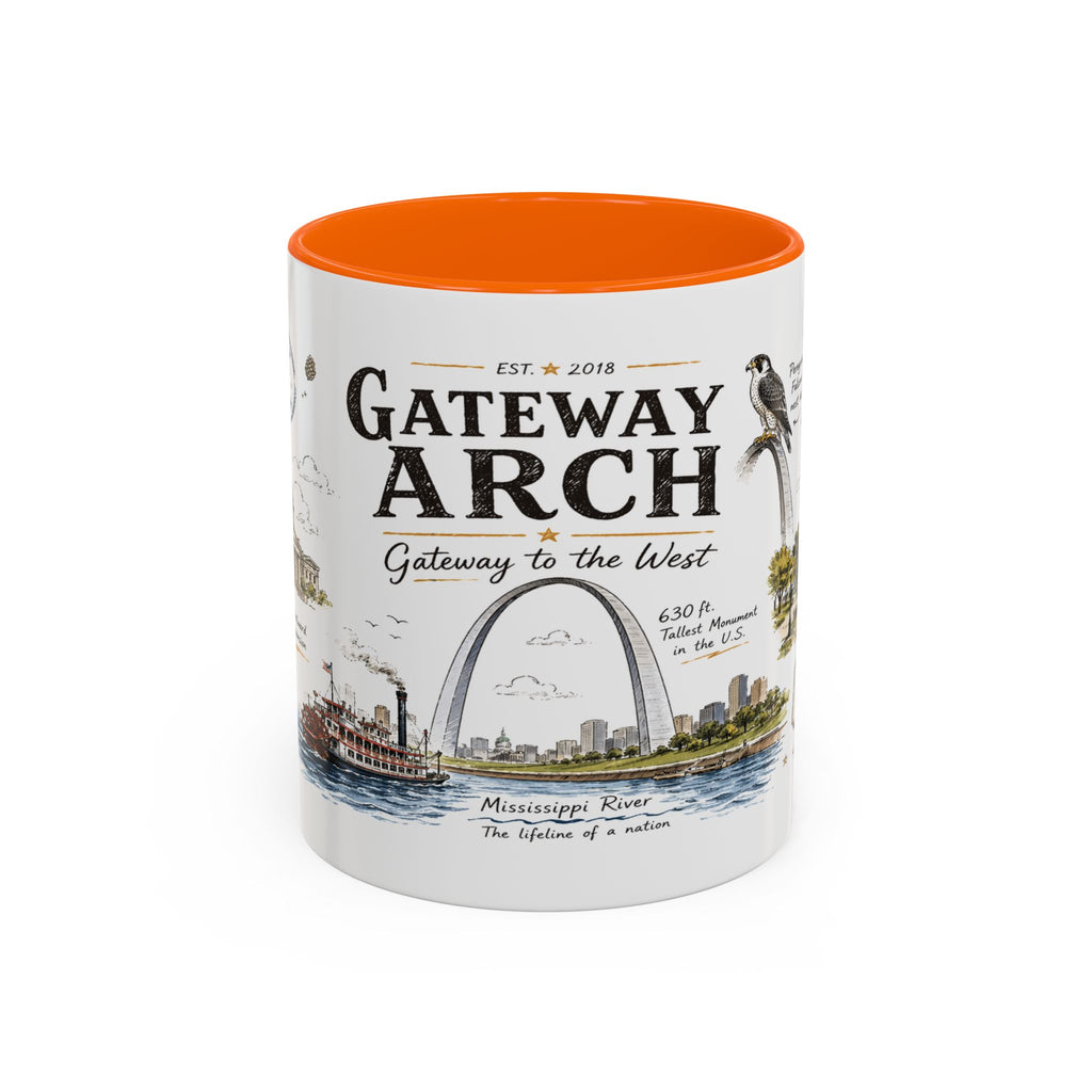 Gateway Arch National Park Coffee Mug | Missouri St. Louis Landmark Gift | Accent Color Ceramic 11oz 15oz