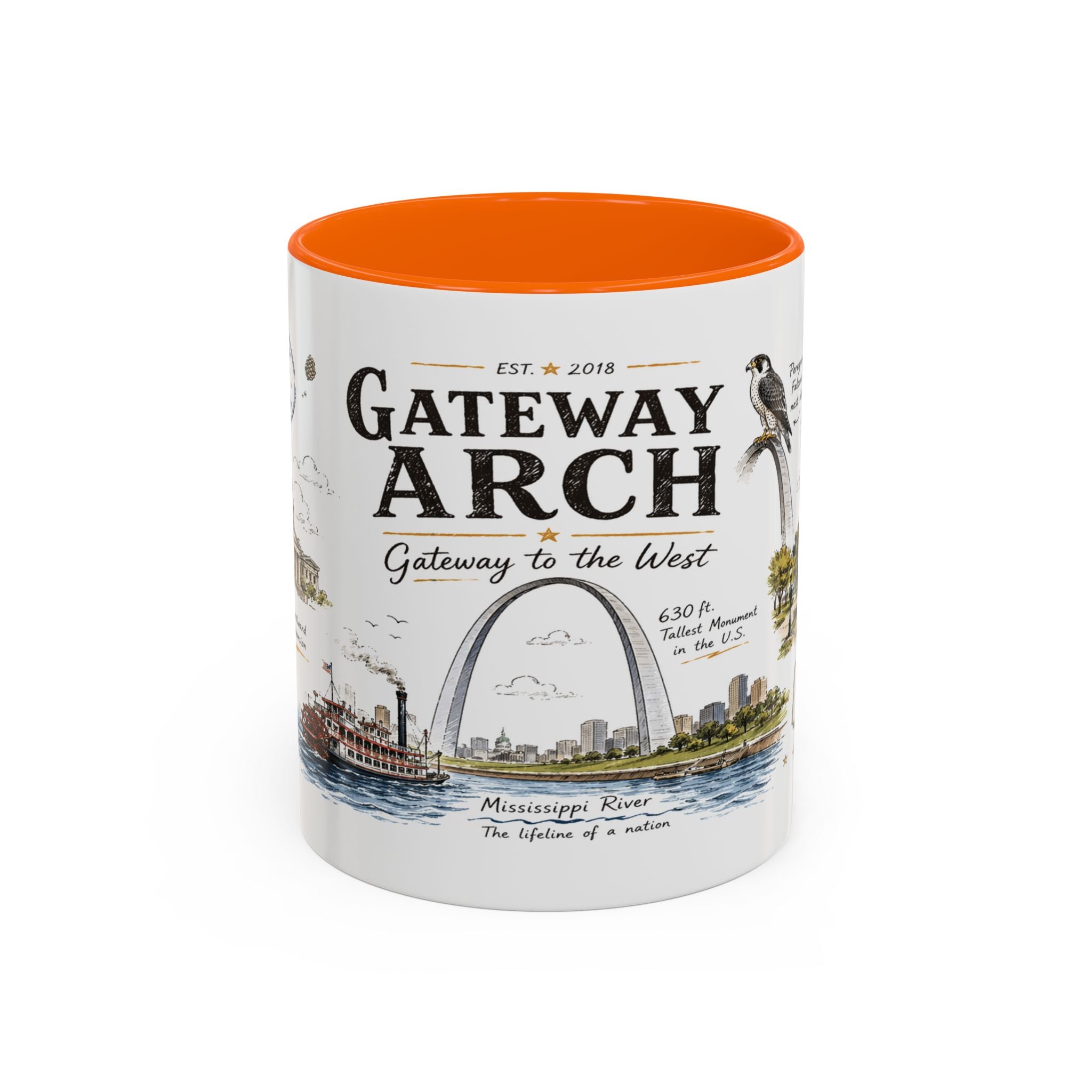 Gateway Arch National Park Coffee Mug | Missouri St. Louis Landmark Gift | Accent Color Ceramic 11oz 15oz