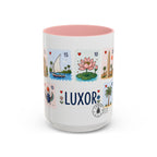 Luxor Coffee Mug | Postage Stamp Collage Mug | Travel Souvenir Accent Cup 11oz 15oz