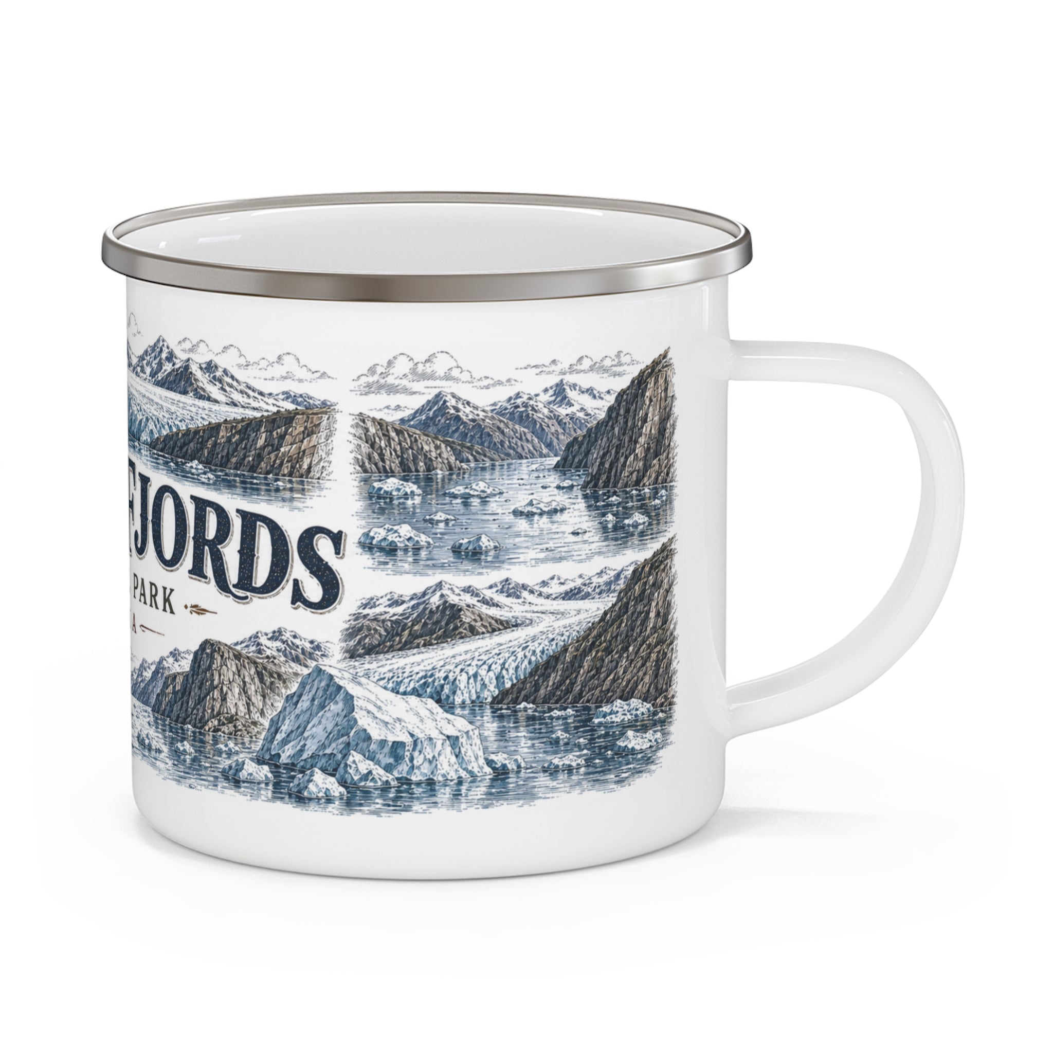 Kenai Fjords National Park Vintage Enamel Camping Mug | 12oz National Park Hiking Gift