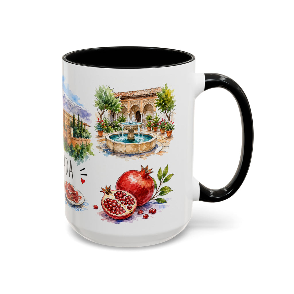 Granada Illustrated Travel Mug | City Souvenir Accent Coffee Mug | 11oz 15oz Ceramic Cup