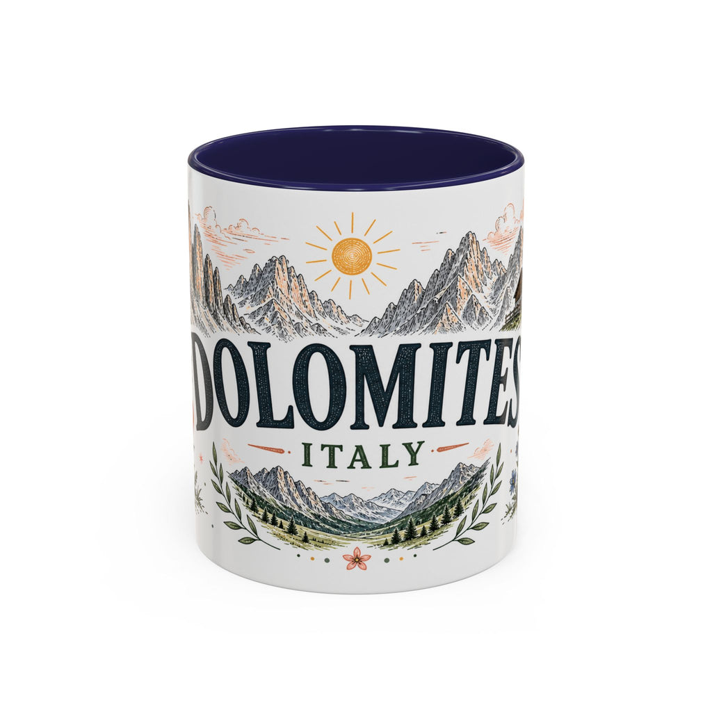 Dolomites Coffee Mug | Travel Destination Souvenir Gift | Accent Color Ceramic 11oz 15oz