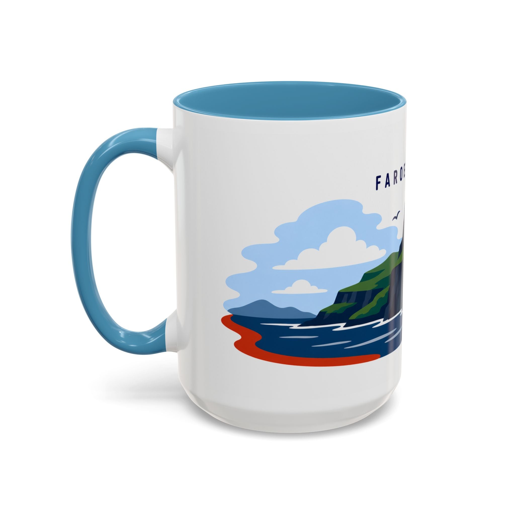 Faroe Islands Coffee Mug | Travel Destination Souvenir Gift | Accent Color Ceramic 11oz 15oz