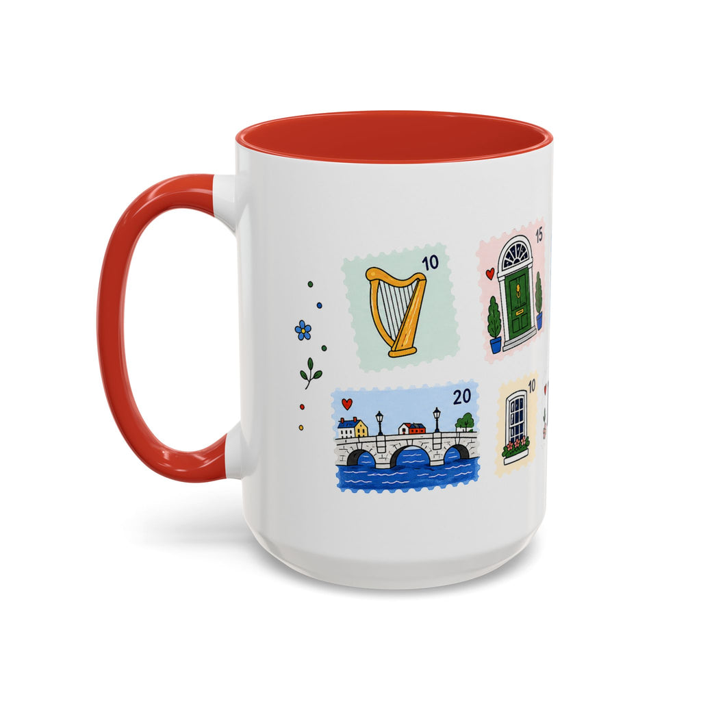 Dublin Coffee Mug | Postage Stamp Collage Mug | Travel Souvenir Accent Cup 11oz 15oz