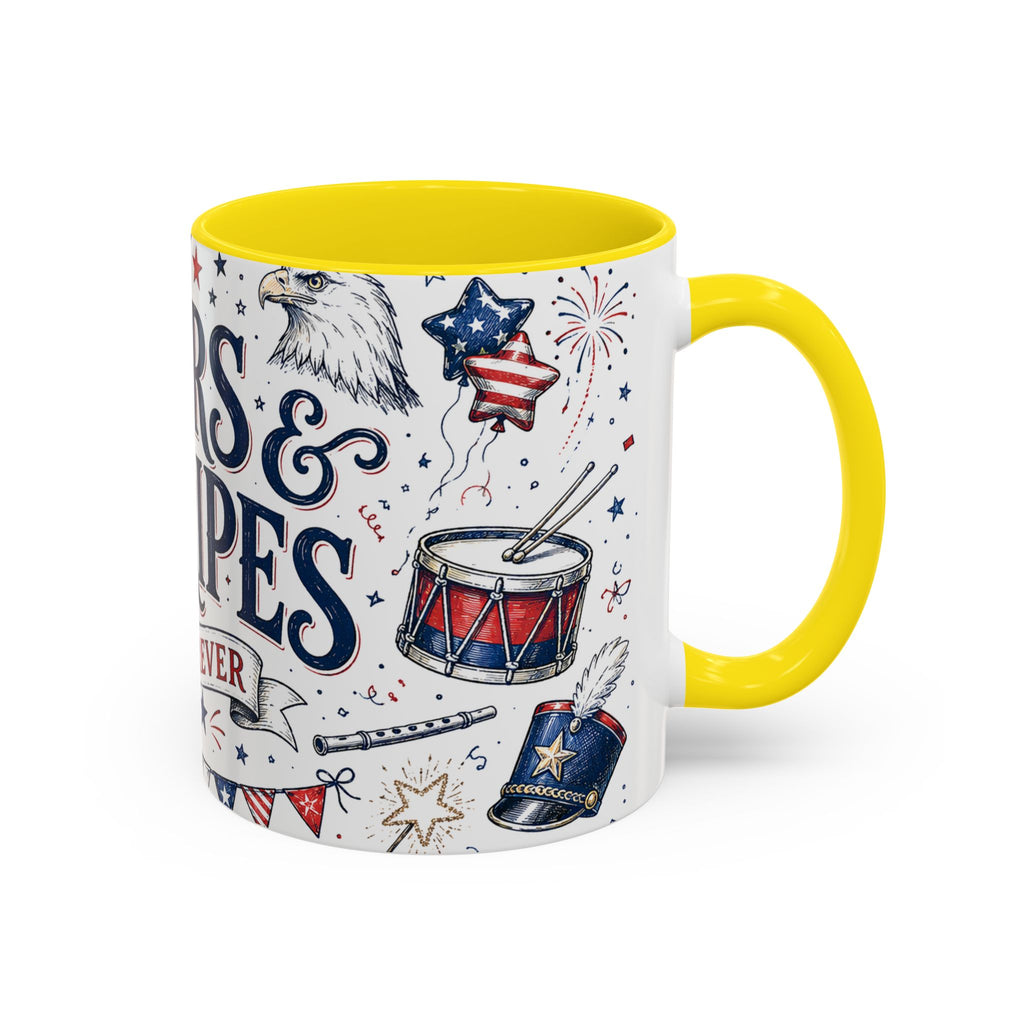 Stars and Stripes Forever Coffee Mug | Patriotic 4th of July Gift | Accent Color Ceramic 11oz 15oz