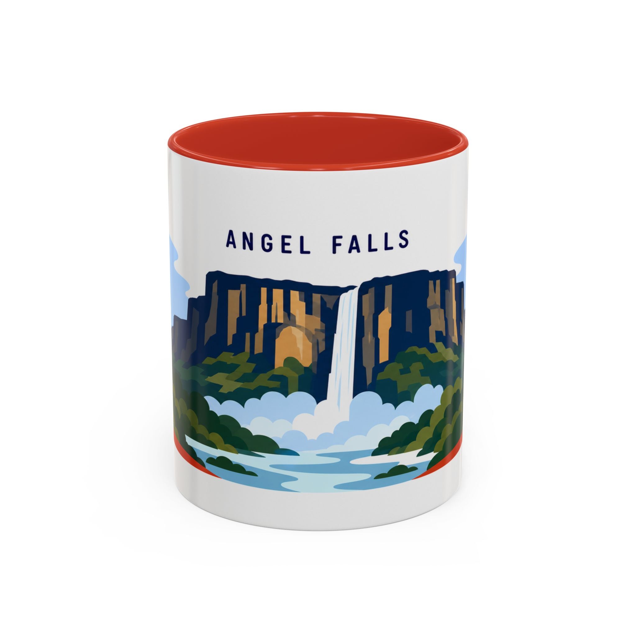 Angel Falls Coffee Mug | Travel Destination Souvenir Gift | Accent Color Ceramic 11oz 15oz