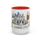 Kansas City Illustrated Travel Mug | City Souvenir Accent Coffee Mug | 11oz 15oz Ceramic Cup