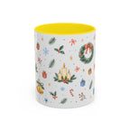 Christmas Candle Mug | Holly Wreath Watercolor Holiday Gift | Accent Cup 11oz 15oz
