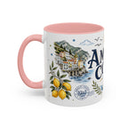 Amalfi Coast Coffee Mug | Travel Destination Souvenir Gift | Accent Color Ceramic 11oz 15oz
