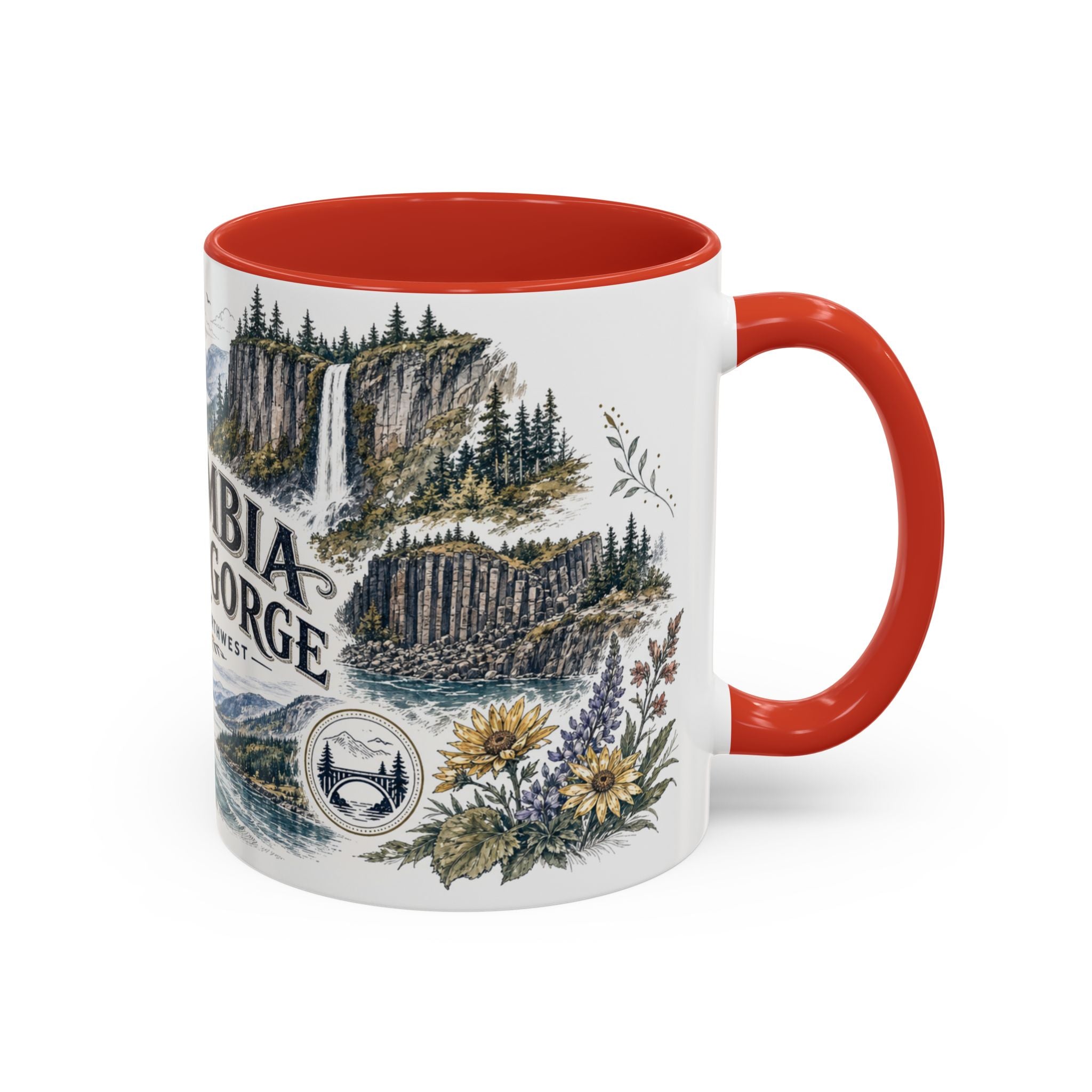 Columbia River Gorge Mug, Pacific Northwest Travel Souvenir, Bucket List Gift, Accent Ceramic Coffee Mug 11oz 15oz