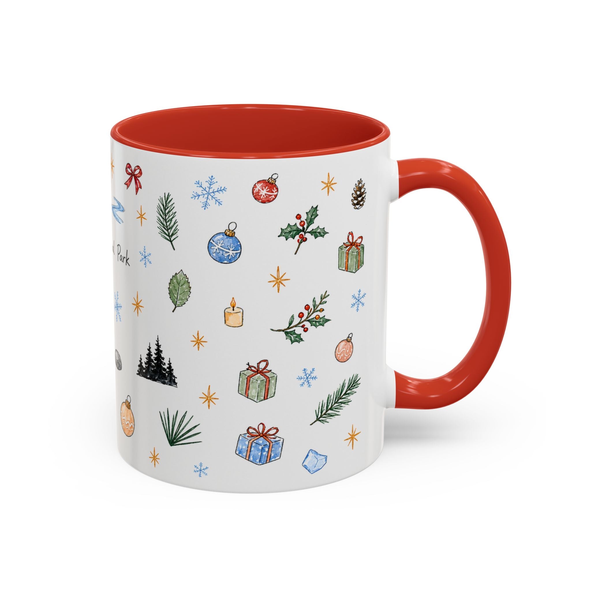Denali National Park Christmas Mug | Watercolor Travel Souvenir | Holiday Gift | Accent Ceramic Coffee Cup 11oz 15oz