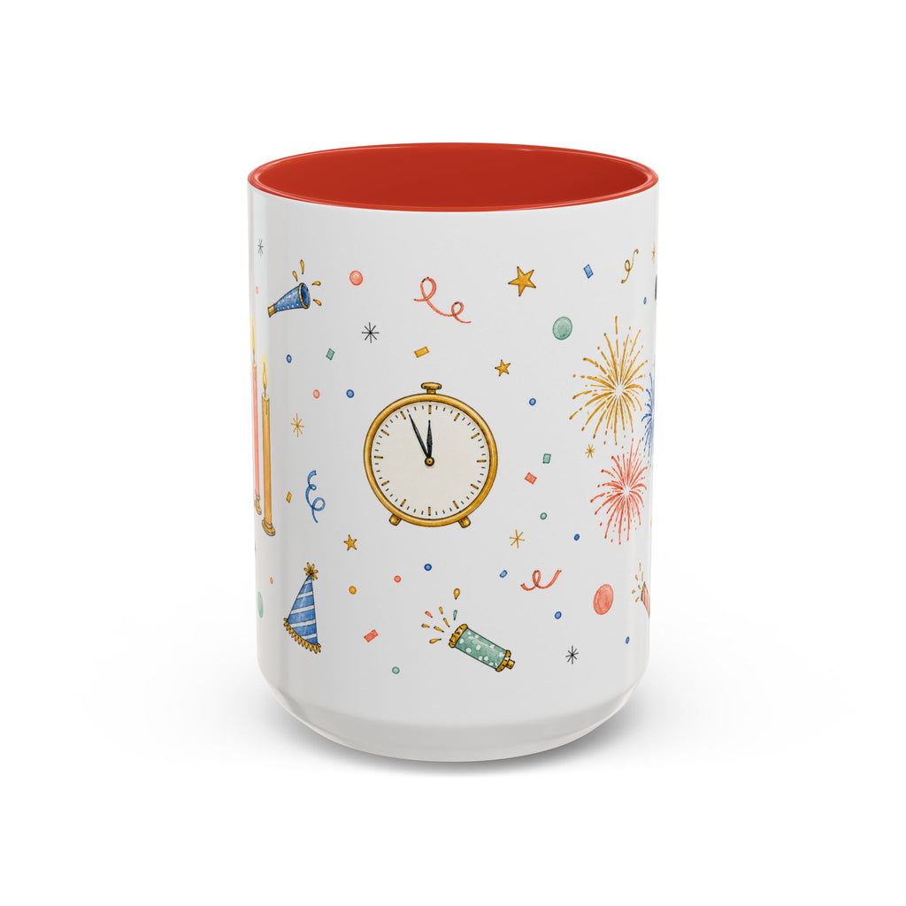 New Year Midnight Mug | Candle Firework Watercolor Party Gift | Accent Cup 11oz 15oz