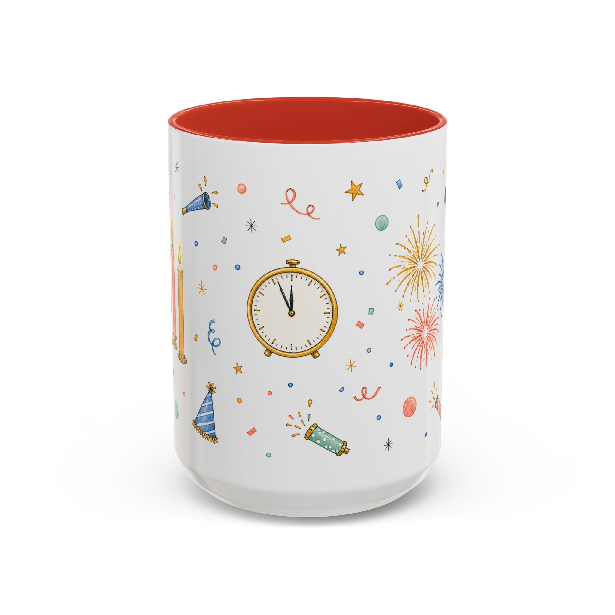 New Year Midnight Mug | Candle Firework Watercolor Party Gift | Accent Cup 11oz 15oz