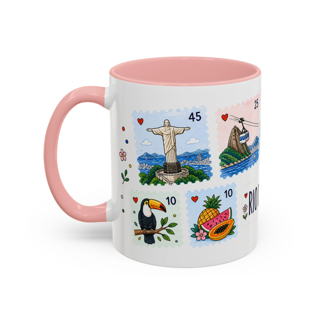 Rio de Janeiro Coffee Mug | Postage Stamp Collage Mug | Travel Souvenir Accent Cup 11oz 15oz