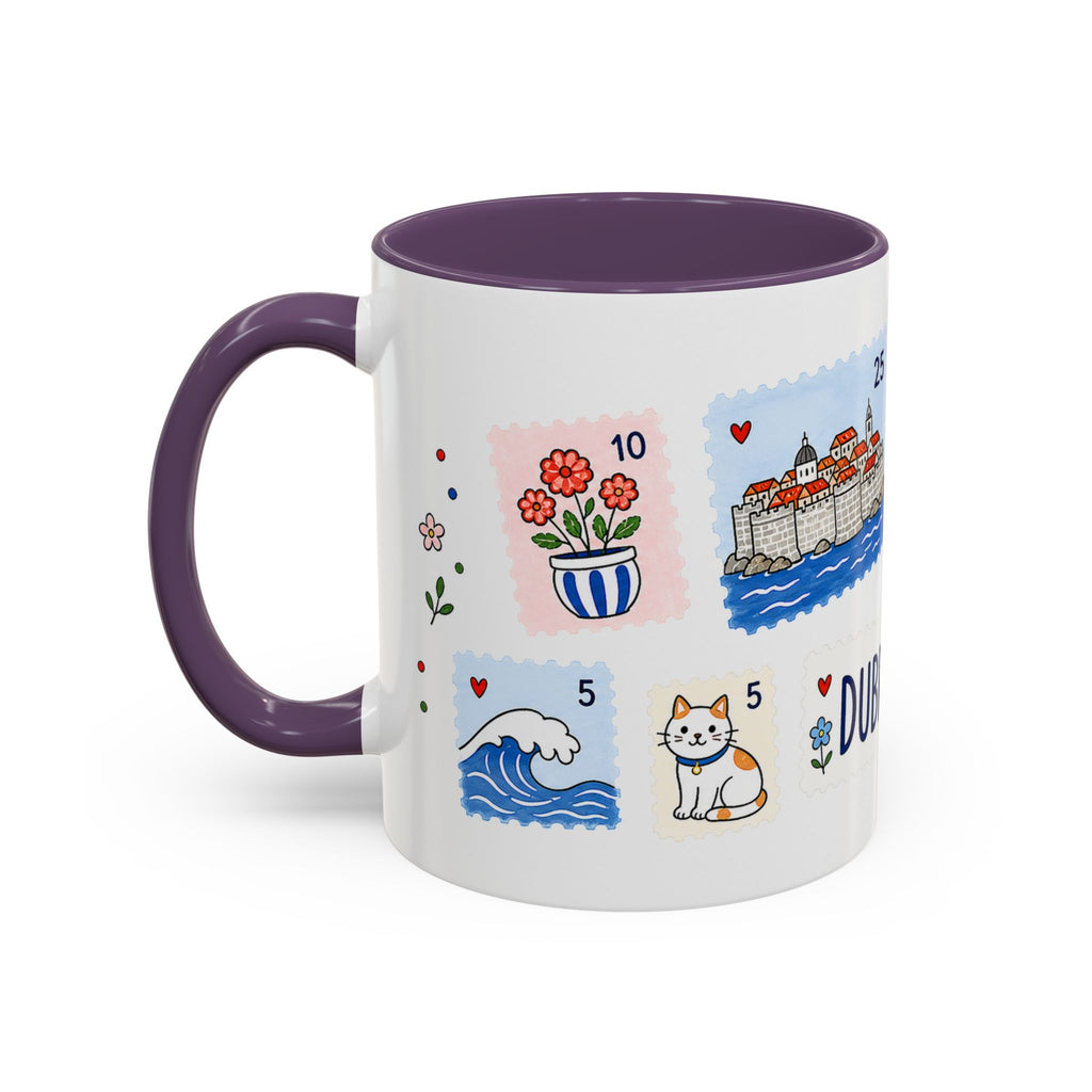 Dubrovnik Coffee Mug | Postage Stamp Collage Mug | Travel Souvenir Accent Cup 11oz 15oz