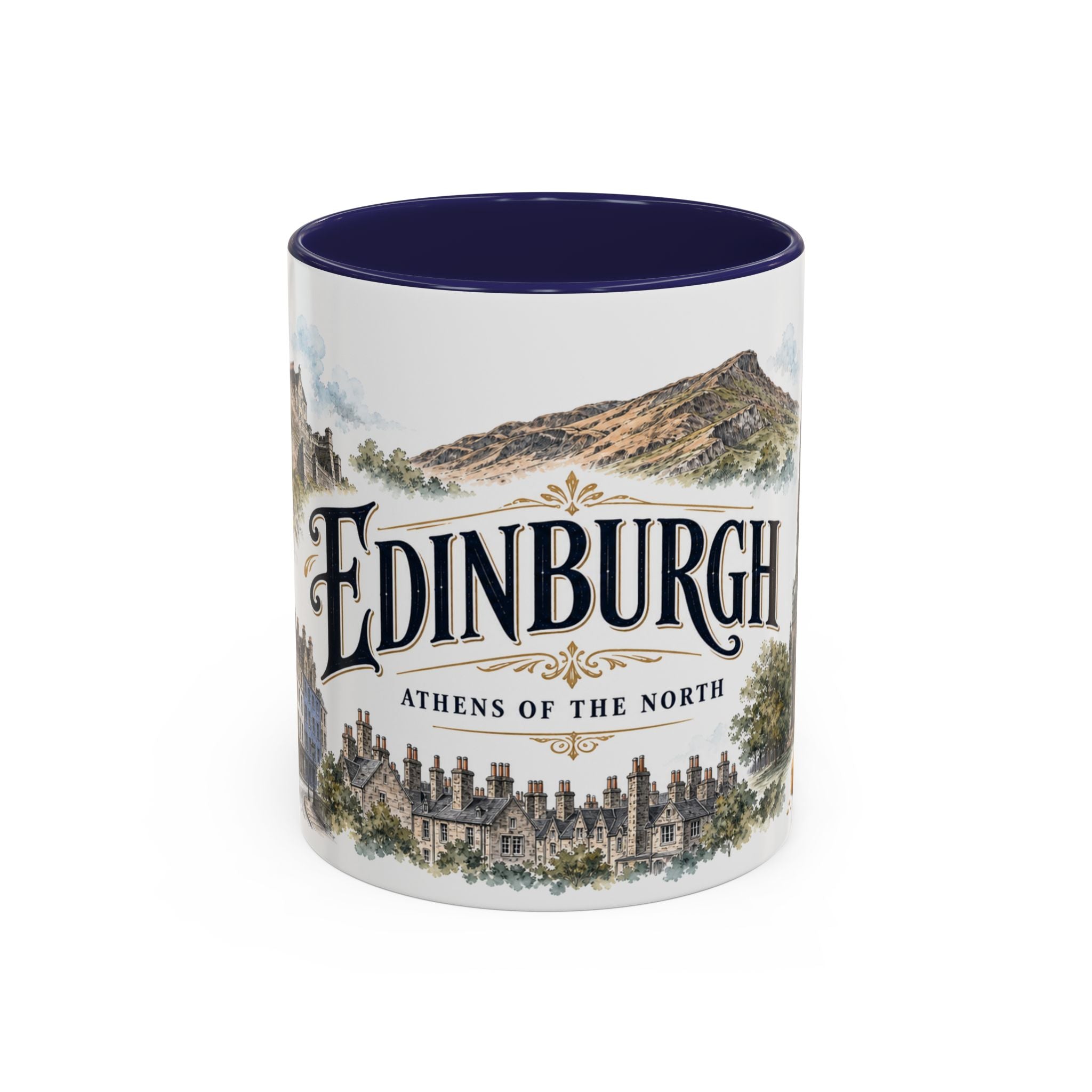 Edinburgh Coffee Mug | United Kingdom Travel Souvenir | Vintage Illustrated City Gift | 11 oz 15 oz Accent Mug