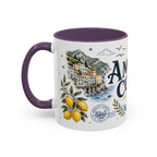 Amalfi Coast Coffee Mug | Travel Destination Souvenir Gift | Accent Color Ceramic 11oz 15oz