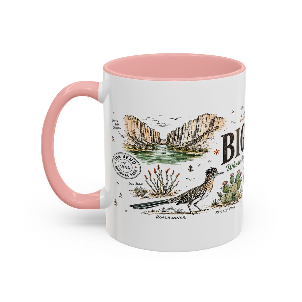Big Bend National Park Coffee Mug | Texas Desert River Canyon Hiking Gift | Accent Color Ceramic 11oz 15oz
