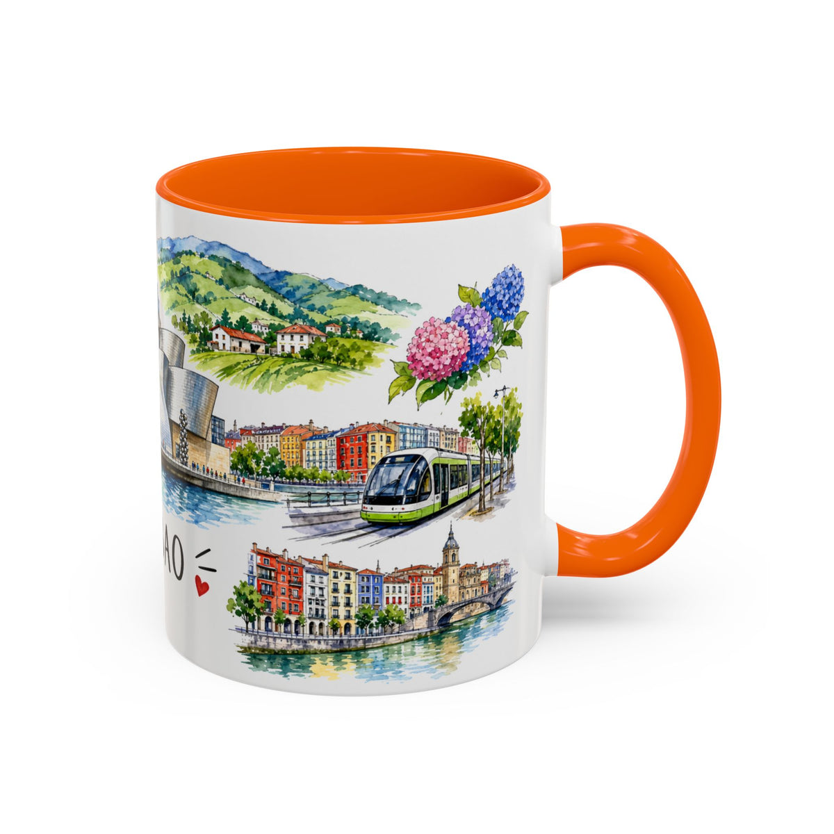 Bilbao Illustrated Travel Mug | City Souvenir Accent Coffee Mug | 11oz 15oz Ceramic Cup