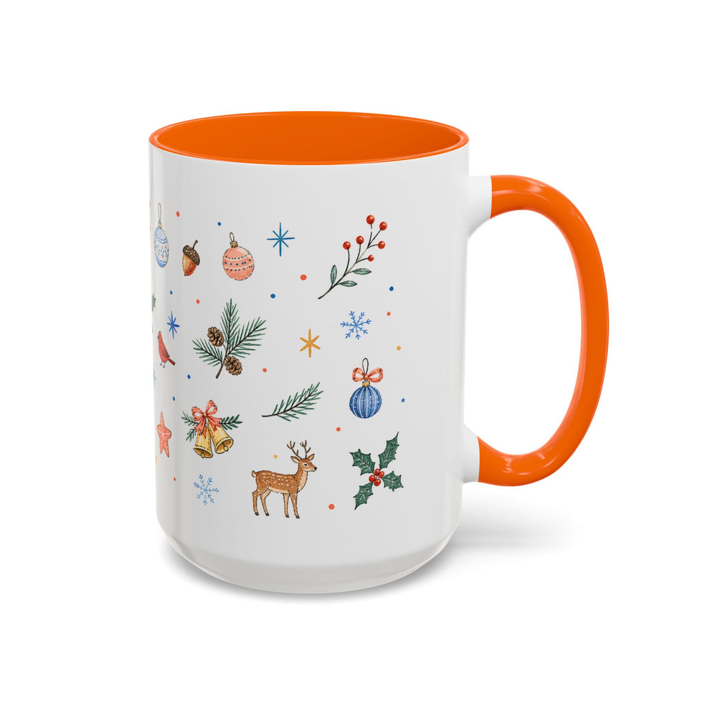 Woodland Christmas Mug | Deer Bird Watercolor Holiday Gift | Accent Cup 11oz 15oz