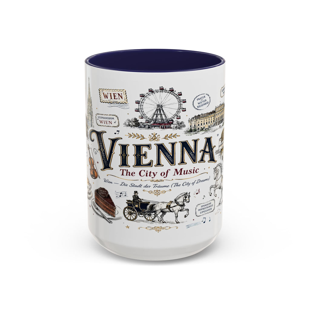 Vienna Coffee Mug | Austria Souvenir Travel Gift | Accent Color Ceramic 11oz 15oz