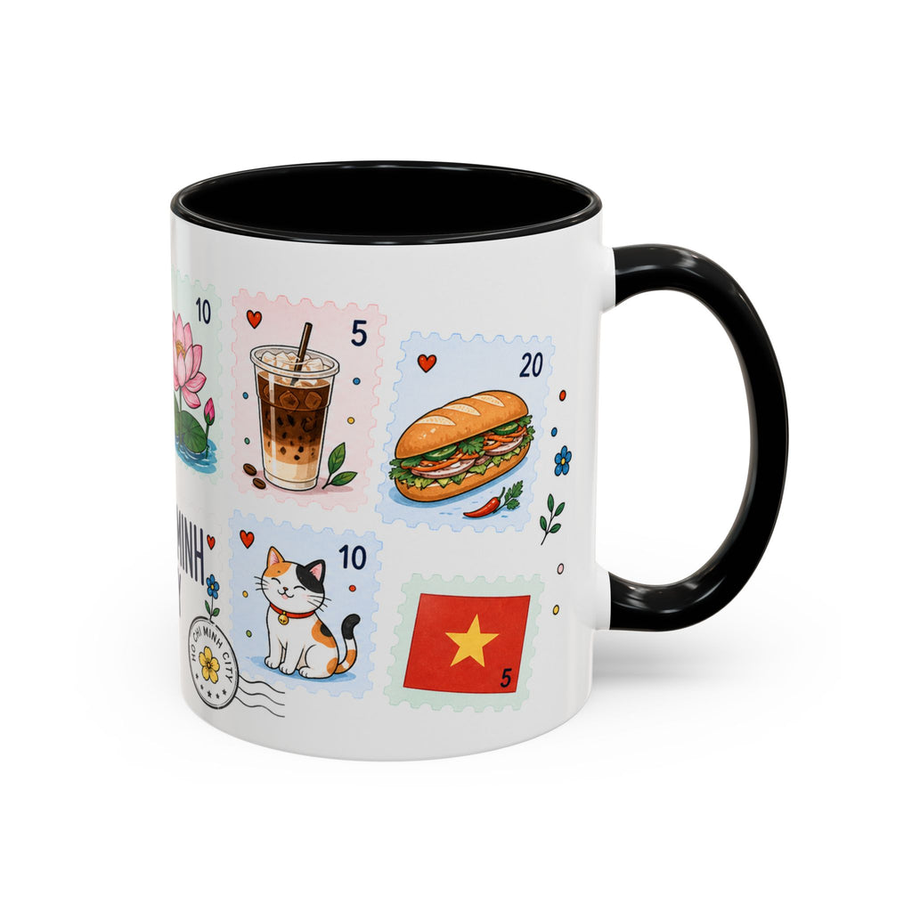 Ho Chi Minh City Coffee Mug | Postage Stamp Collage Mug | Travel Souvenir Accent Cup 11oz 15oz