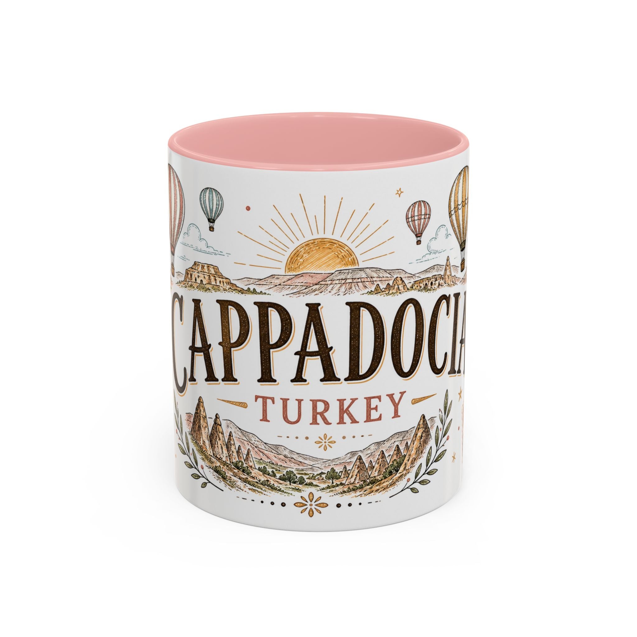 Cappadocia Coffee Mug | Travel Destination Souvenir Gift | Accent Color Ceramic 11oz 15oz