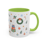 Christmas Mug | Watercolor Tree Gifts Wreath Holiday Cup | Accent Coffee Mug 11oz 15oz