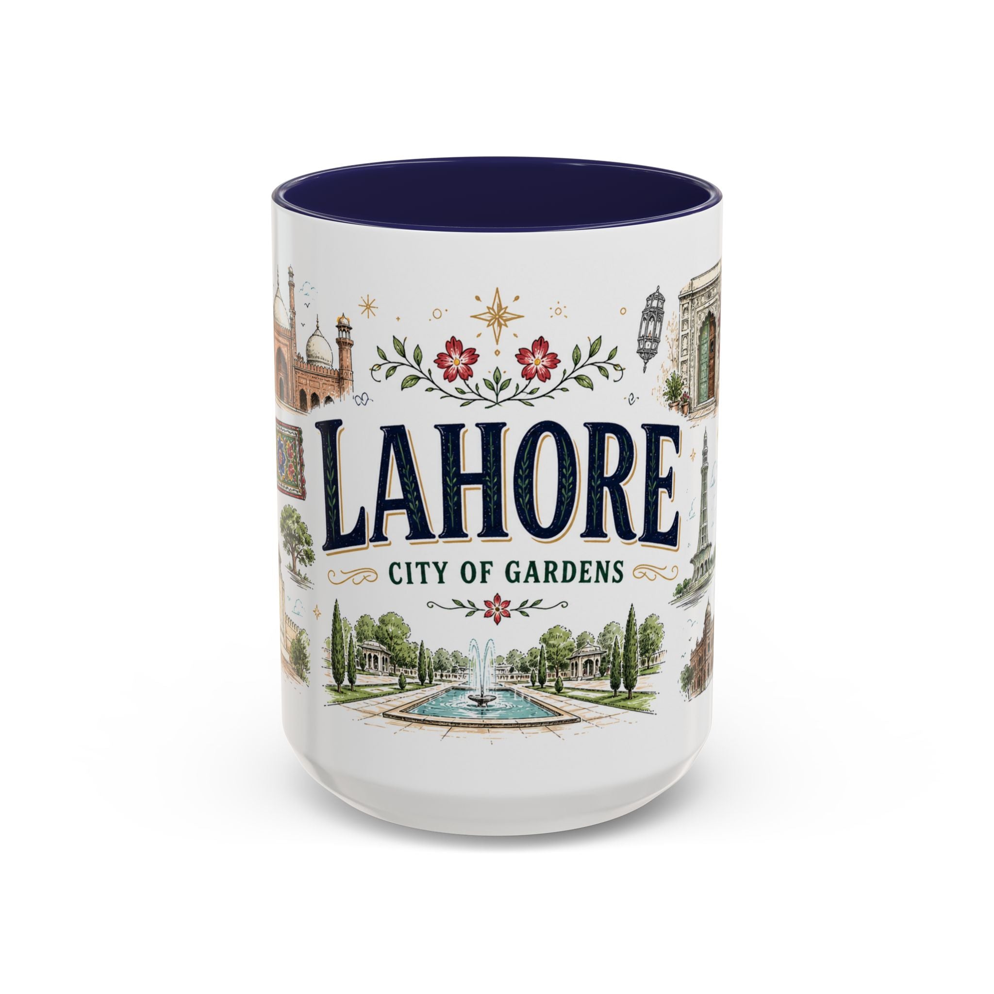 Lahore Coffee Mug | Pakistan Souvenir Travel Gift | Accent Color Ceramic 11oz 15oz