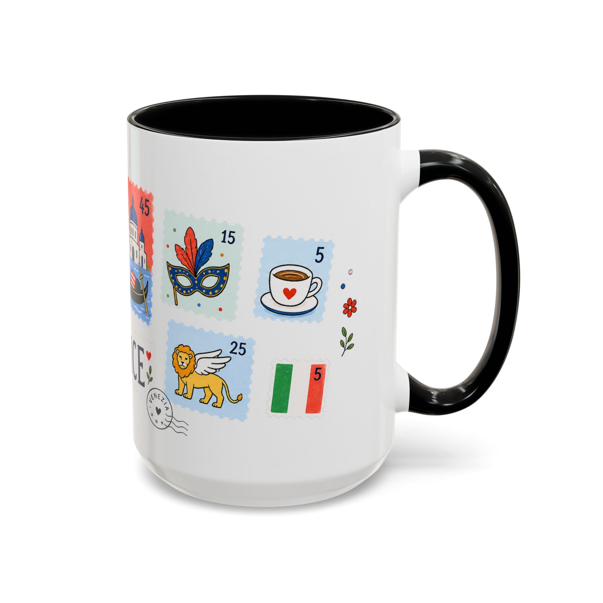 Venice Coffee Mug | Postage Stamp Collage Mug | Travel Souvenir Accent Cup 11oz 15oz