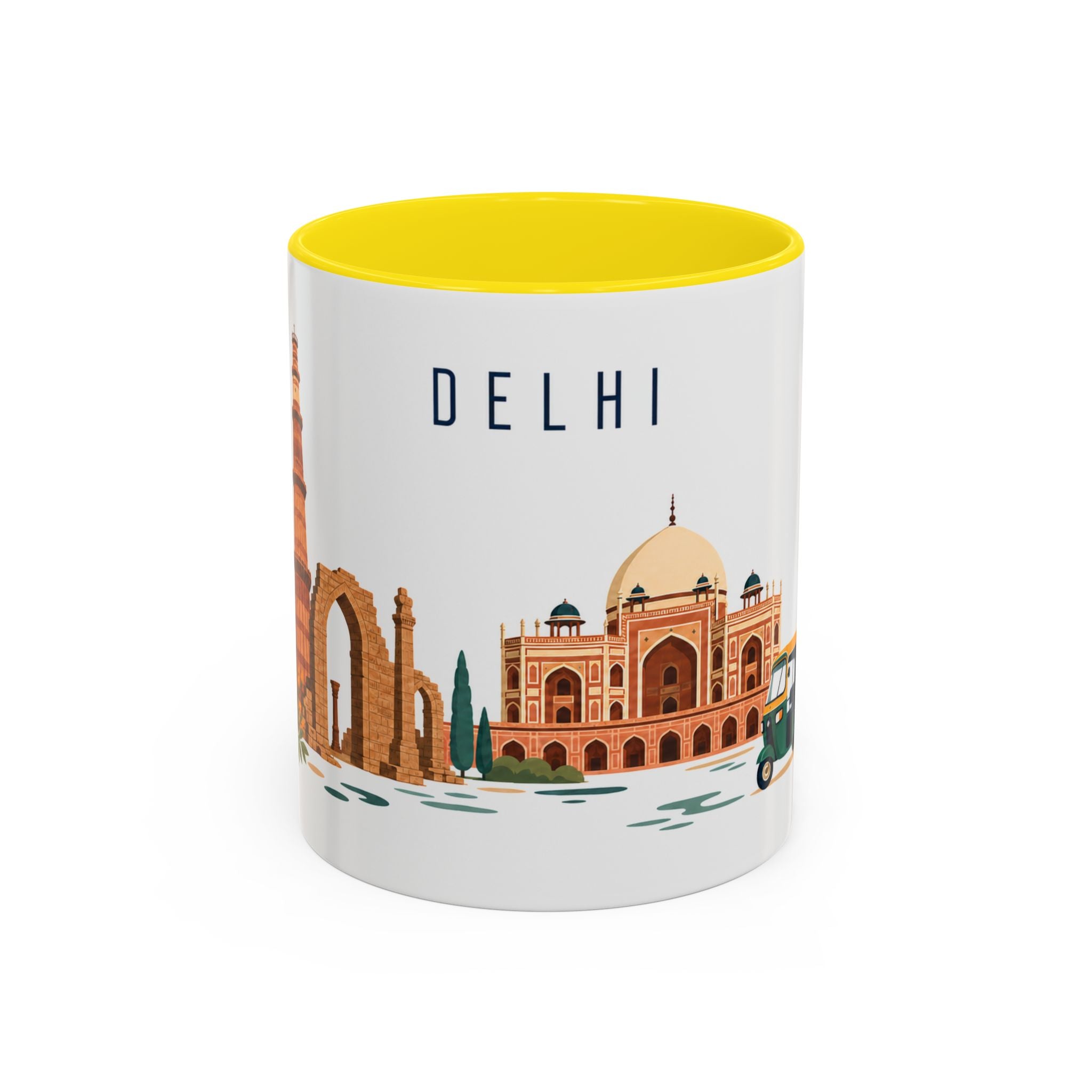 Delhi Coffee Mug | India Travel Souvenir | Porcelain Decal City Gift | 11oz 15oz Accent Mug