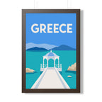 Greece Coast Greece Framed Poster | Vintage Travel Wall Art | Black Walnut White Frame | 16x24 20x30