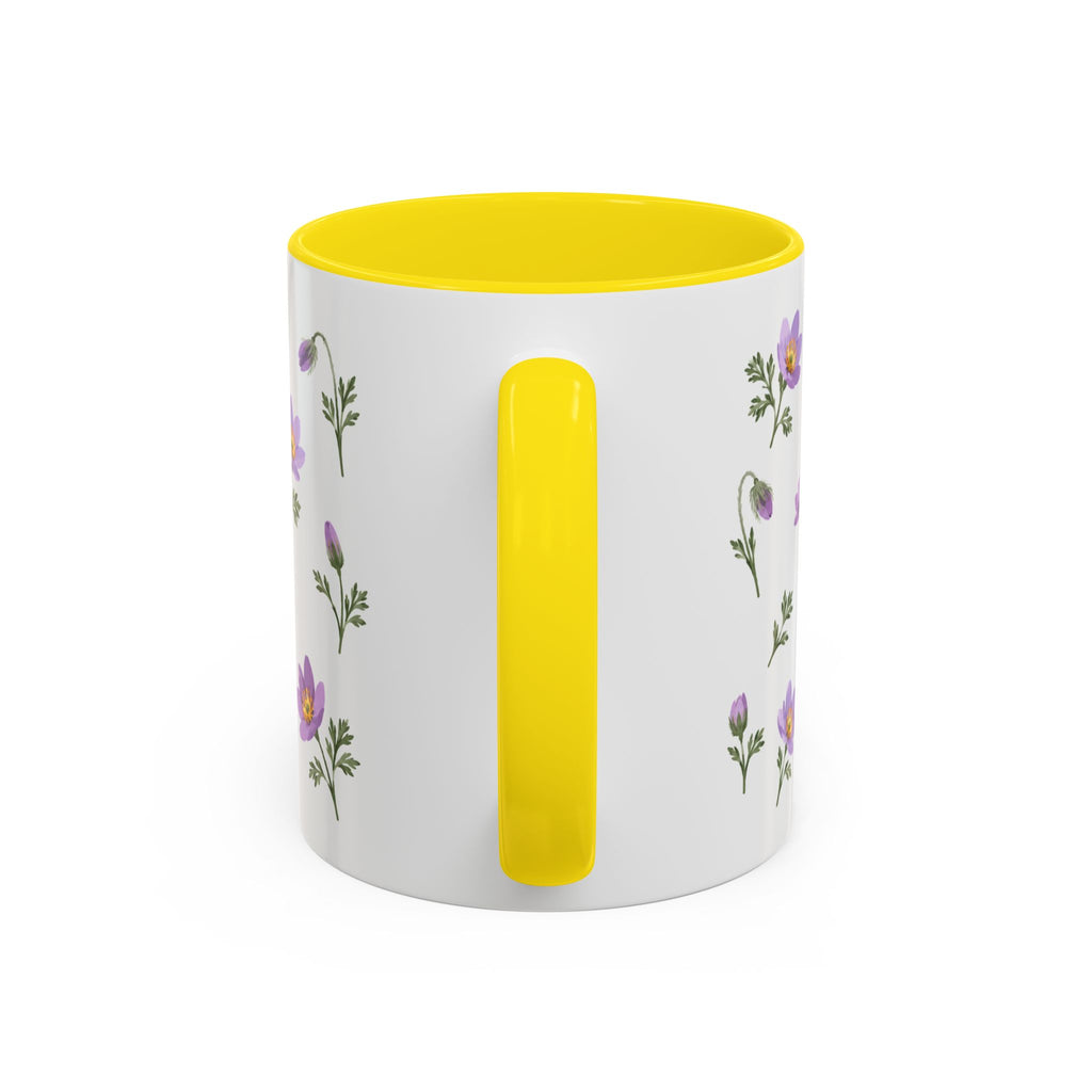 South Dakota Pasque Flower Mug, State Flower Floral Coffee Cup, 11oz Botanical Gift